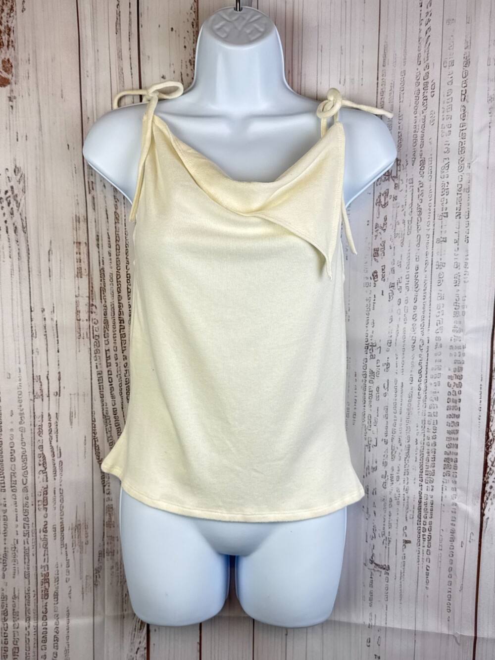Reformation Emma Women S Sleeveless Knit Top Cream Tie Shoulder Soft Stretch
